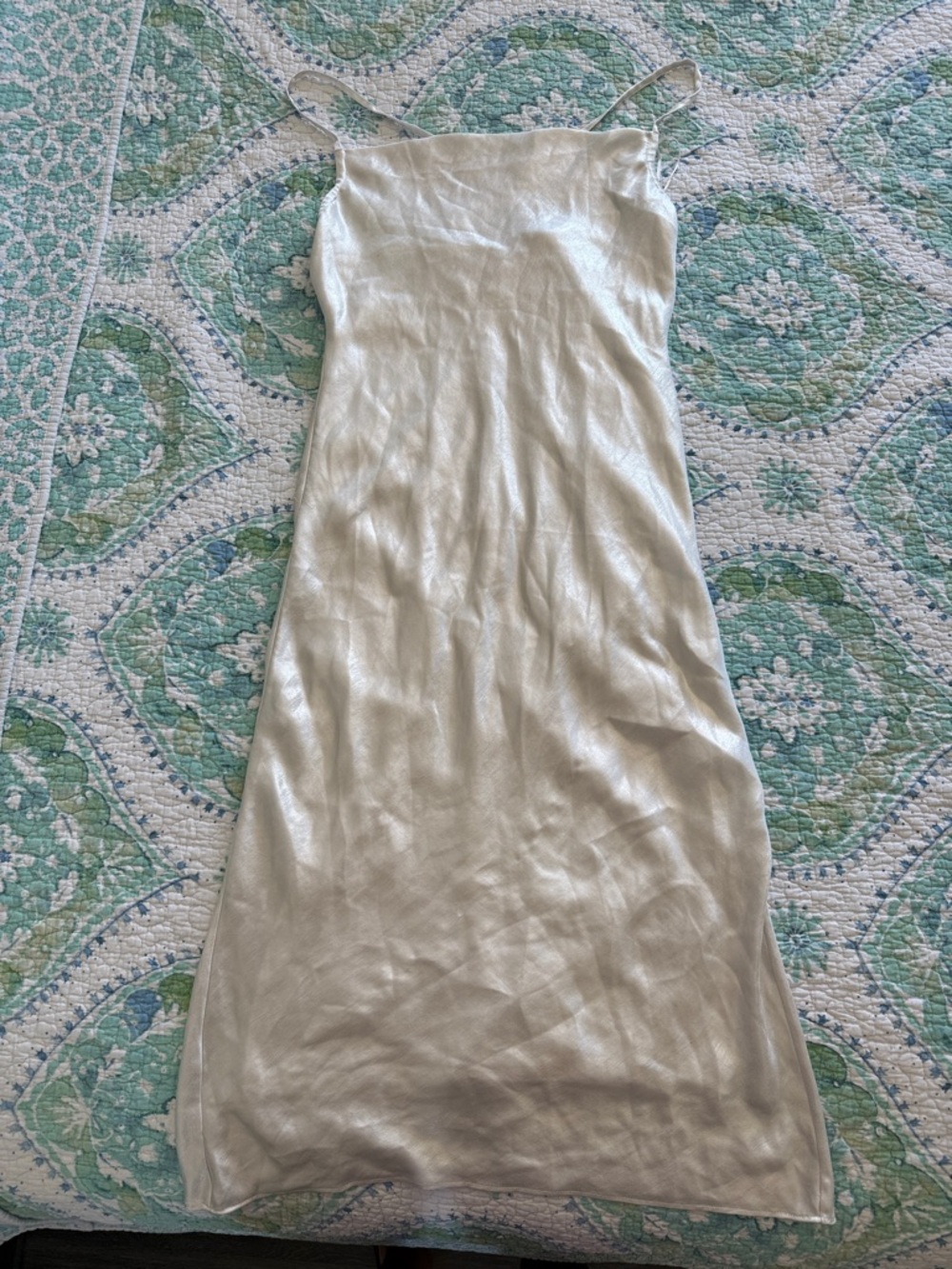 Express Satin Midi Slip Dress in Champagne